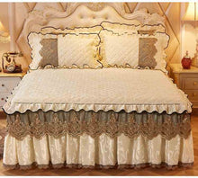 Load image into Gallery viewer, High-grade Bed Skirt Bedding Sets Pillowcases Velvet Thick Warm Lace Bed Sheets 1/3pcs Royal Blue Mattress Cover King Queen size
